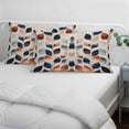 thumbnail image 4 of Navy Blue Burnt Orange Botanical Standard Size Pillow Cover, Pillowcase Protectors with Zipper, Breathable Decorative Throw Pillow Case Cover, Vintage Leaves Pillow Shams for Couch Sofa 20x26Inch, 4 of 8