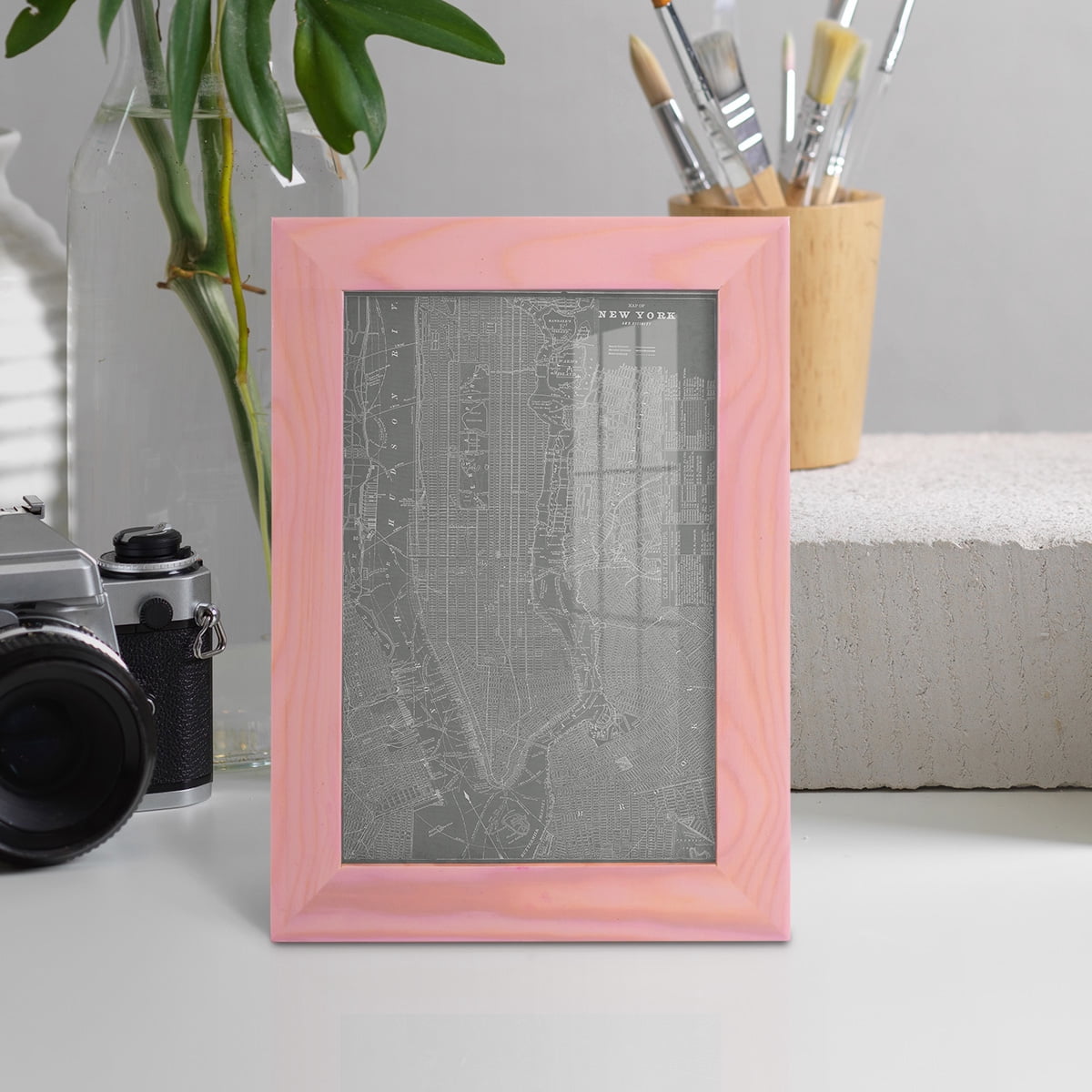 City Map of New York -Framed Print w/glass-Sunset Pink