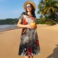 thumbnail image 4 of Lsque Abstract Red Koi Fish Art Print Women's Casual Dress T-Shirt Summer Short Sleeve Scoop Neck Swing Dresses, 4 of 6