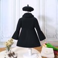 thumbnail image 3 of TiaoBug Little Girls Winter Woolen Blend Dress Coat Furry Collar Flare Sleeve Windbreaker Outerwear with Beret Hat Black 5-6, 3 of 7