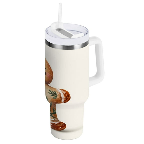 40 oz Stainless Steel Tumbler Vacuum Insulated Leak Proof Stainless Steel Coffee Cup Water Bottles Christmas Gingerbread Man Beautiful