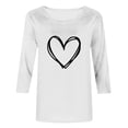 thumbnail image 4 of Plebaso Hauts Cœur pour Femmes Manches 3/4 Col Rond T-Shirts Décontractés Imprimé Pull Femmes 2025 Tee Blouses, 4 of 4