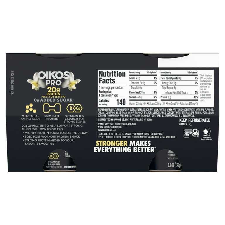 Oikos Pro 20g Protein, Nonfat Vanilla Yogurt-Cultured Dairy