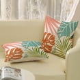 thumbnail image 4 of Summer Tropical Pillow Covers 18x18 Set of 2, Monstera Palm Leaf Pillowcase Green Orange Botanical Coral Summer Throw Pillows Outdoor Decor Farmhouse Cushion Case Linen Decorative for Home, 4 of 6