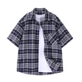 thumbnail image 2 of Wioihee Mens Shirts Short Sleeve Shirts for Men Casual Button Down Vintage Plaid Soft Mens Button Up Shirts Short Sleeve with Pocket Navy 12(XXXL), 2 of 3