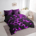thumbnail image 3 of Manfei Blue Hexagon Honeycomb 7pcs Bedding Comforter Set,Modern Geometric Aesthetic Queen Bedding Sets,Purple Black Geometric Queen Sheet Sets For Teens,Microfiber Bedroom Decor Reversible, 3 of 8