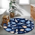 thumbnail image 4 of Summer Watercolor Style Round Living Room Rugs 4 ft, Blue Ocean Brown Shell Nautilus Washable Area Rug with Non-Slip Sturdy Edge Binding Round Carpet for Entryway Kitchen Bedroom Bathroom, 4 of 9