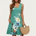thumbnail image 4 of UPPADA Women Summer Casual Sleeveless Midi Dress Floral Print Pleated Tank Dresses Crewneck Loose Fit Boho Sundress Flare Tank Dress with Pockets Cheap Clothes Multicolor,S, 4 of 5
