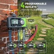 RainPoint Garden Hose Timer, 4 Outlets Water Timer Programmable Sprinkler Timed Watering Controller System Faucet Timer for Lawn Yard, ITV405