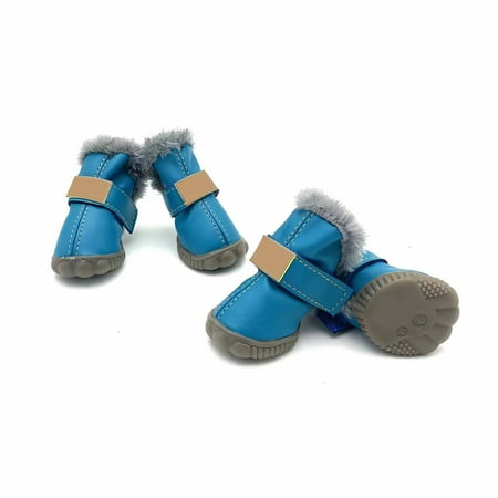 GASTROPOD 4Pcs Dog Shoes Anti-Slip Waterproof Casual Dog Boots & Paw Protectors Fall Dog Boots for Winter 4.5x3.5cm Blue
