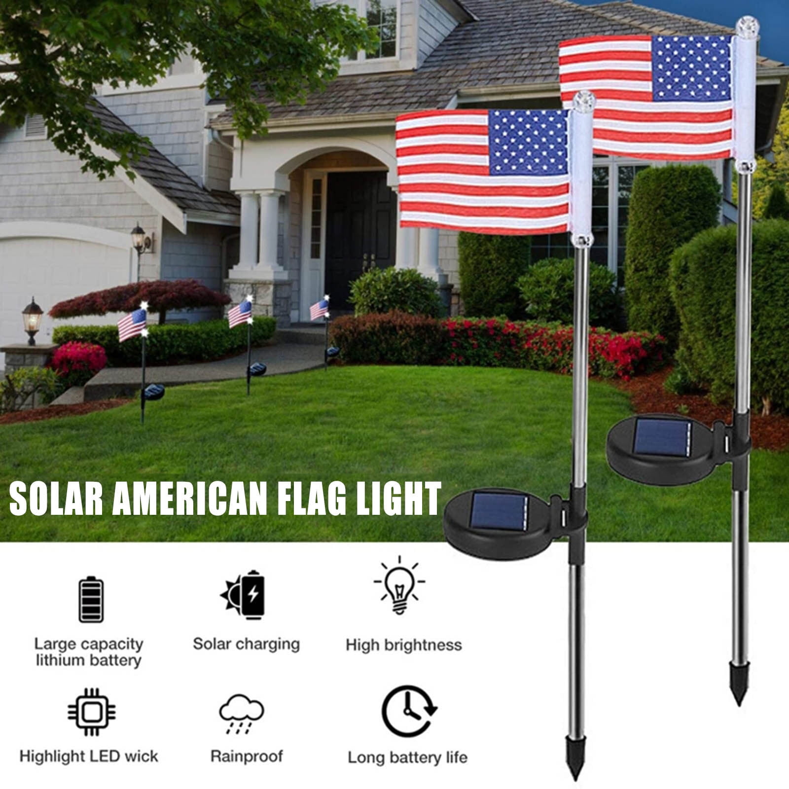 Details about   Patriotic Kids Solar LED Light Garden Flag Stake