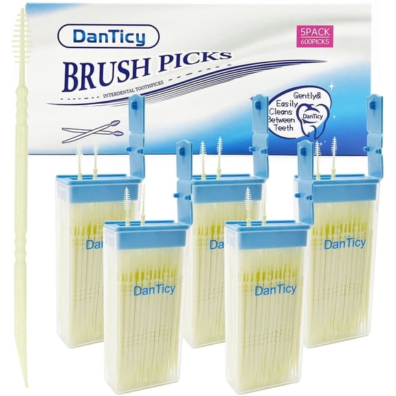 DanTicy Soft Bristle Interdental Picks Coconut 600Count