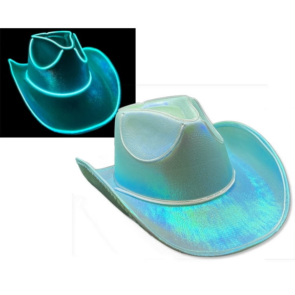 Adult's Aqua Blue Deluxe Cowboy Hat with Party Wire Trim