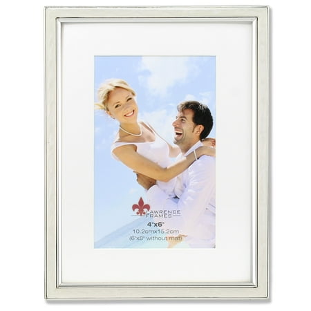 Mutt Mat - 4x6 Matted Ivory Enamel and Silver Metal Picture Frame - 6x8 Without Mat