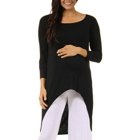 24/7 Comfort Apparel Women's High-Low Long Sleeve Maternity Tunic Top