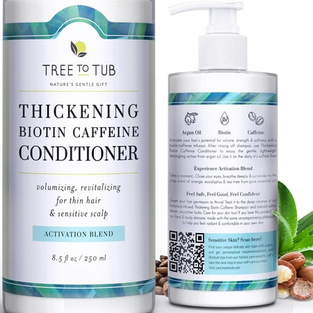 Tree To Tub Biotin Conditioner with Caffeine Thickening Hair Conditioner for Women & Men for Dry Damaged Hair Sulfate Free Grow Strong 8.5 Oz