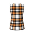 thumbnail image 5 of Picia Orange Plaid Pattern Women's Workout Tank Top,Breathable Activewear,Slim Fit Athletic Top,Versatile Workout Moisture-wicking top-Medium, 5 of 9