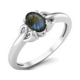 thumbnail image 2 of 925 Sterling Silver 6X4mm Oval Labradorite Solitaire Women Mother's Day Gift Ring, 2 of 3