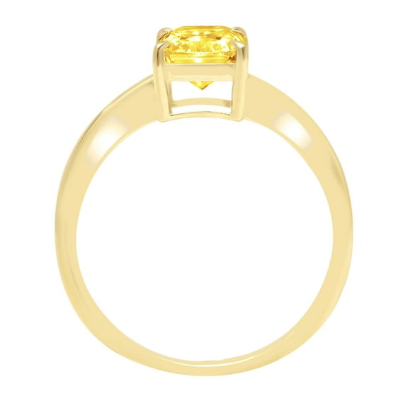 1 ct Radiant Cut Simulated Yellow Diamond Solitaire Engagement Ring for Women in 18K Yellow Gold
