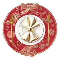 VCVCOO Round Placemats Set of 4 Red Christmas Table Mats for Dining Tables Washable Non-Slip Elk Xmas Place Mats 15 inch
