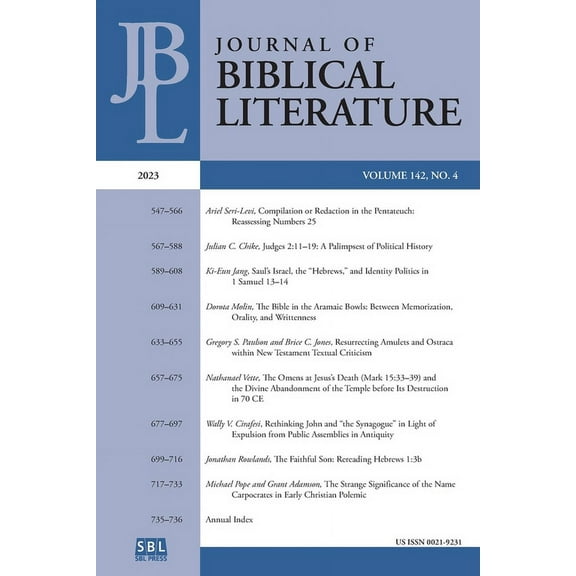 Journal of Biblical Literature 142.4 (2023), (Paperback)