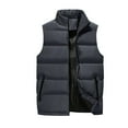 thumbnail image 2 of Hearthz Lightweight Puffer Vest Men Flannel Sleeveless Stand Collar Jackets Men Full Zipper Winter Warm Mens Vests with Pocket, 2 of 4