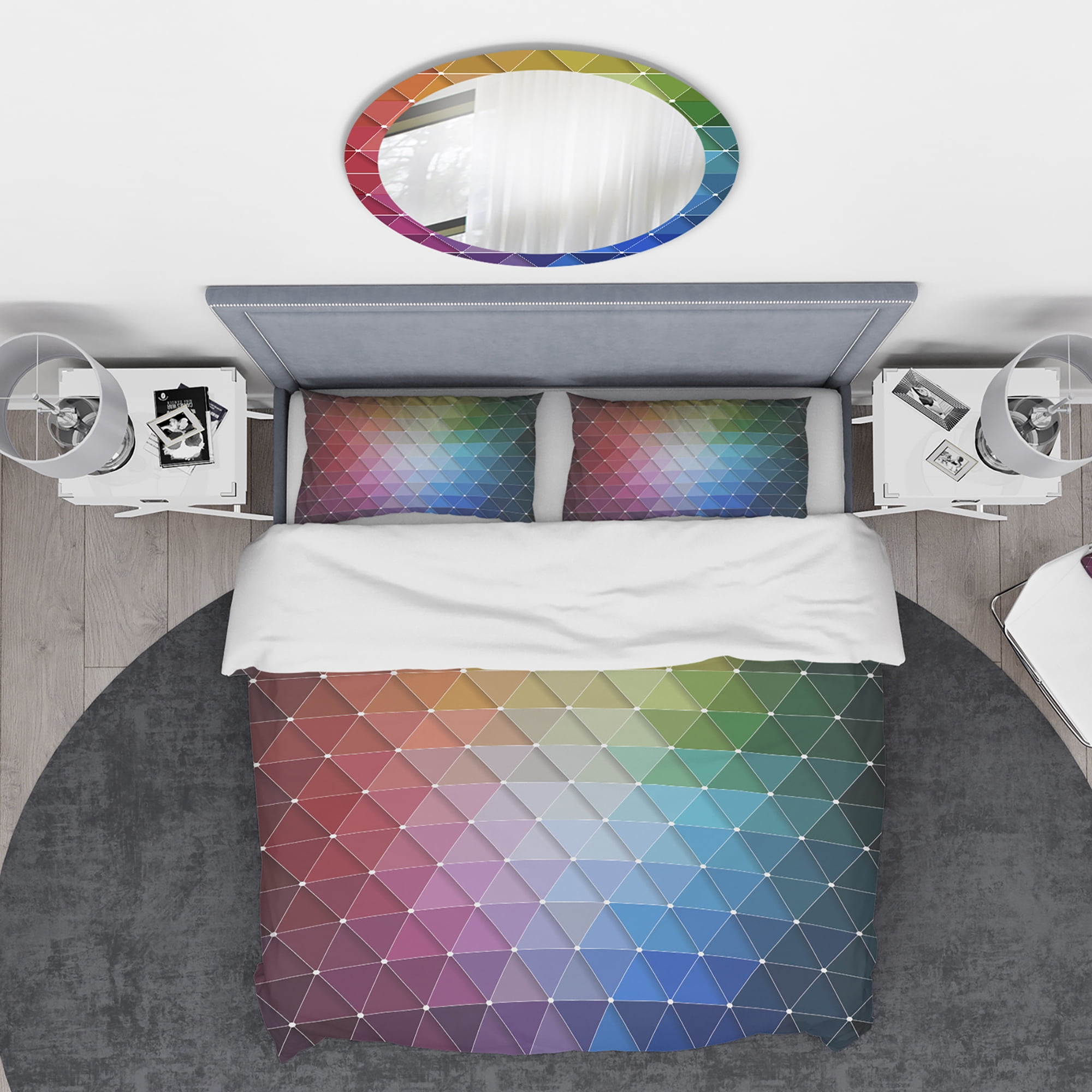 Designart 'Rainbow Triangular Geometry' Modern & Contemporary Duvet Cover Set
