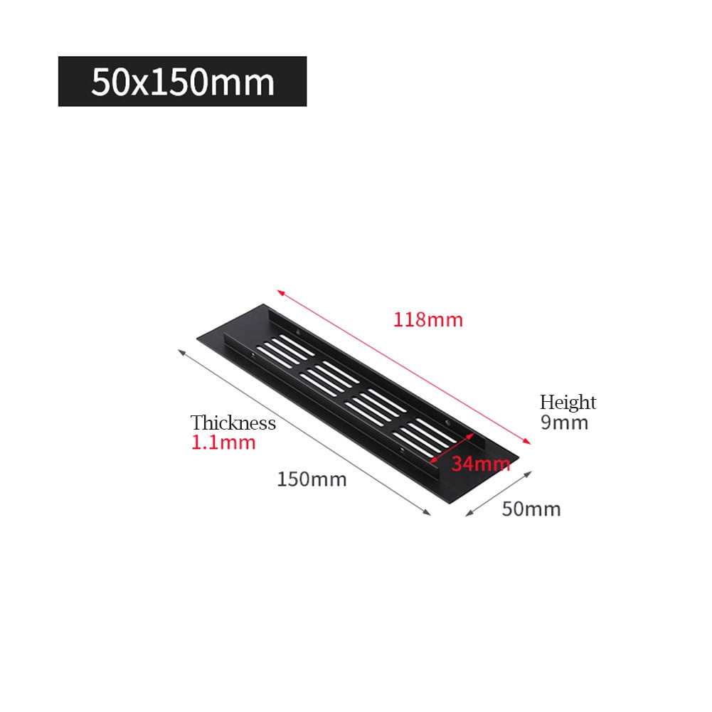 Grille de Ventilation Rectangulaire en Aluminium 50Mm pour Armoire Garde-Robe 50X150Mm