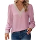 thumbnail image 2 of Ichuanyi liquidación de la moda femenina sólida con cuello en V de manga larga de encaje suelto contraste chifón top mujeres ICHUANYI WER202308243887, 2 of 8