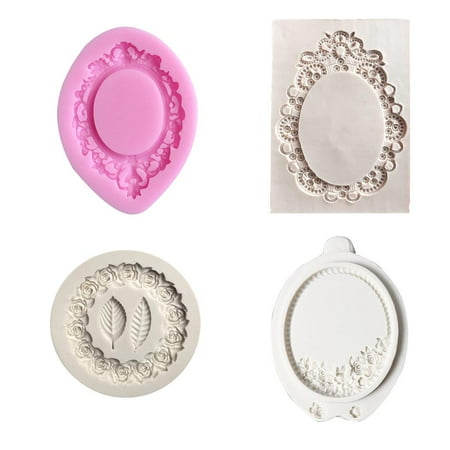 

BOOMTB Set of 4 Mirror Frame Silicone Mold or Sugarcraft Cake Decoration Cupcake Top