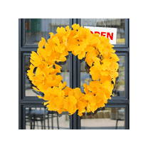 Thanksgiving Door Wreath with Golden Ginkgo Leaves, Festive Fall Porch & Wall Decor