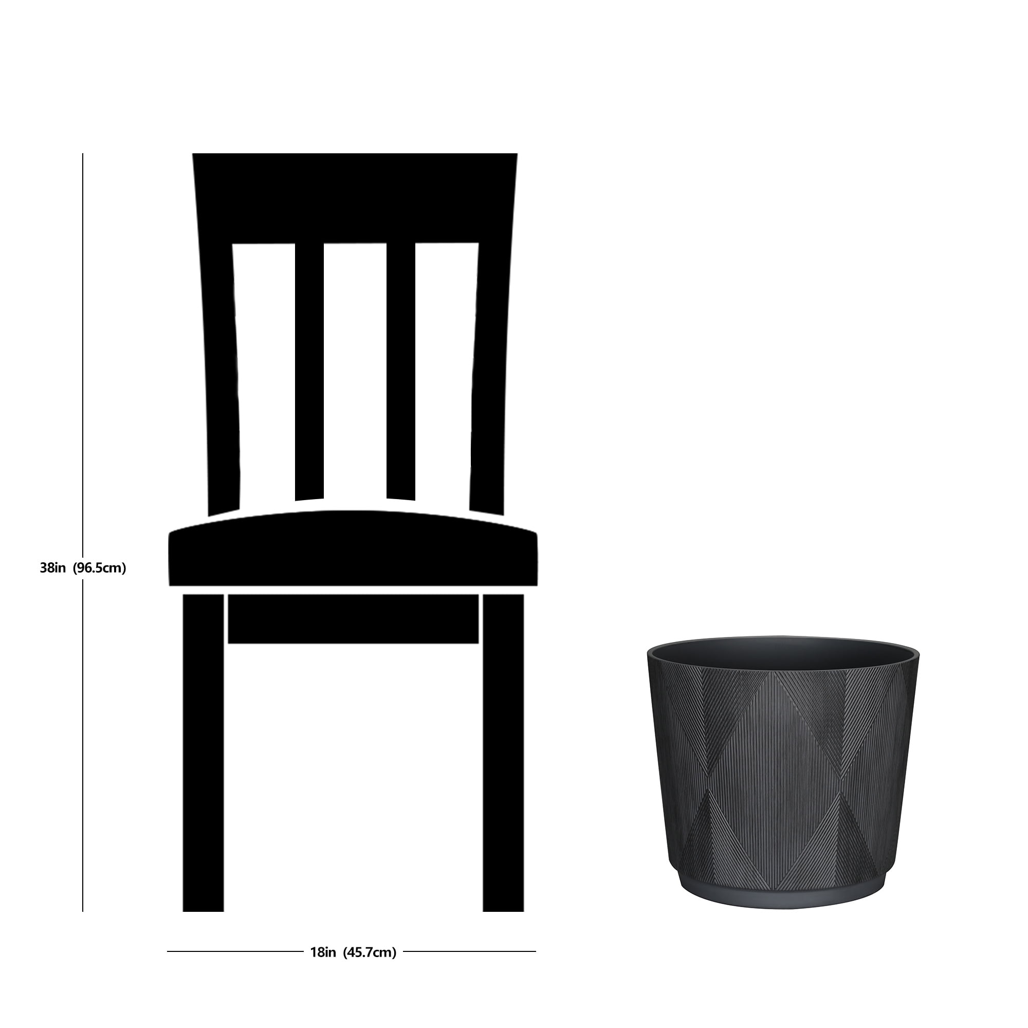 (2 pack) Better Homes & Gardens Hudson Black Resin Planter, 15.7" Dia x 13.8" H