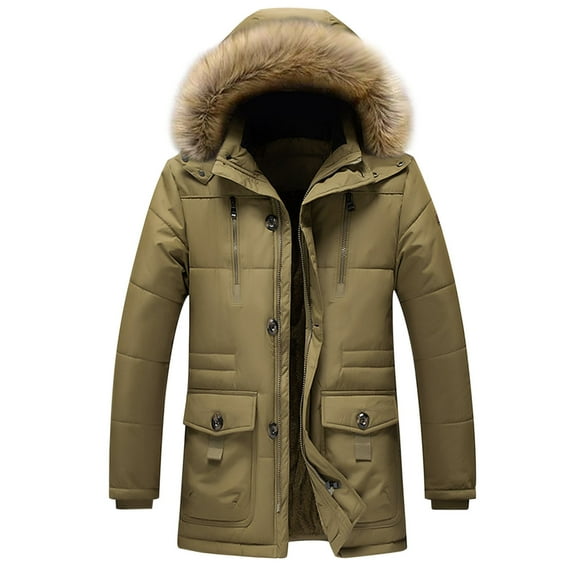 SHTXOZHI Men's Winter Warm Puffer Jacket Zip Up Hooded Down Coat Insulated Padded Quilted Outerwear