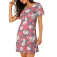 thumbnail image 2 of Naloa Rose Flowers Print Women Nightgowns,Womens Loungewear,Short Sleeve Sleepwear,Comfy Ladies Nightdress, 2 of 6