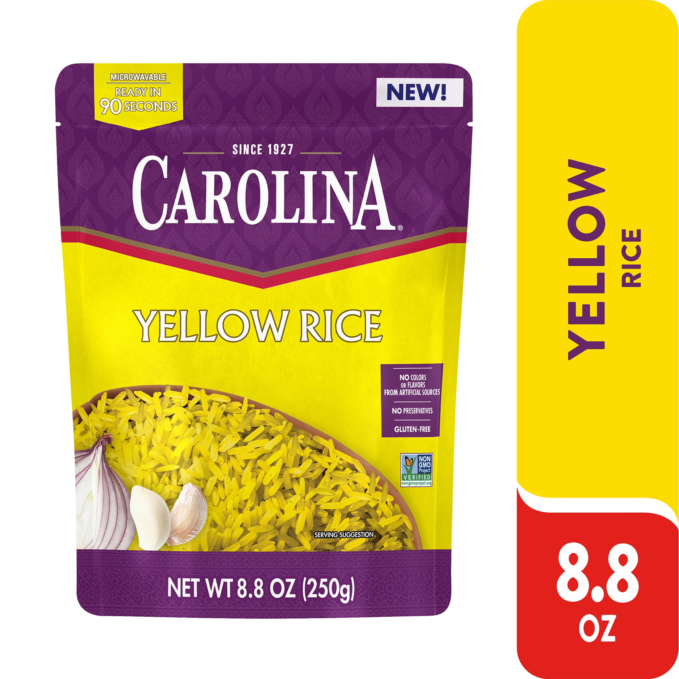 (6 pack) Carolina Ready-to-Eat Yellow Microwavable Rice, Gluten Free, 8.8 oz Pouch