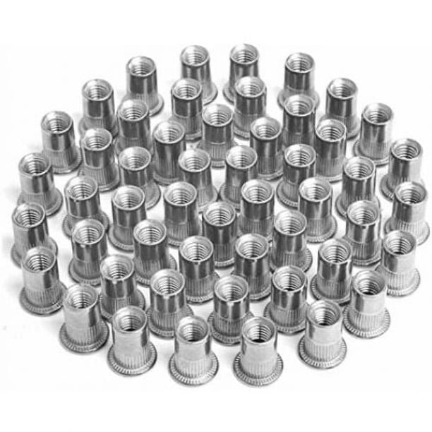Desiderio 100 piezas M4 M5 M6 M8 Tuercas remachables, Tuercas remachables con inserción roscada, Tuercas remachables de acero inoxidable, Utilizadas para reparar muebles, decoración y manualidades