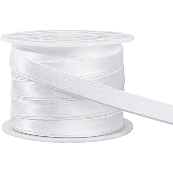 13.5 Yard Satin Bias Tape Double Fold Satin Binding Bias Ribbon for Cheongsam Decoration Clothing Seaming Piping White