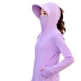 thumbnail image 5 of Women's UPF 50+ Sun Protection Hoodie Jacket Lightweight Long Sleeve Sun Shirt for Women with Pocket Hiking Outdoor Breathable And UV-Protective Lavender M, 5 of 6