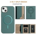 thumbnail image 4 of Allytechgroup Case for Apple iPhone 15, 2-in-1 Detachable Card Holder Magnetic RFID Blocking Wallet Shell [Compatible with MagSafe] Stand PU Leather Cover with Credit Card Slots/Cash Slots, Green, 4 of 13