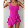 thumbnail image 3 of One Piece Swimsuits Bathing Suit for Women Tummy Control Swim Dresses Skirt Lady Swimwear Swimdress Lightweight Pink, 3 of 8