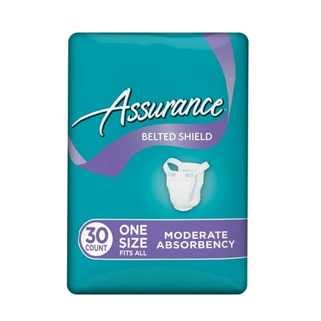 Belted Briefs - Assurance Incontinence Belted Shield Unisex, Moderate, One Size, 30 Ct