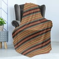 thumbnail image 4 of Ethnic Soft Flannel Fleece Throw Blanket, Seamless Pattern with Motifs Horizontal Stripes, Cozy Plush for Indoor and Outdoor Use, 50" x 60", Turquoise Burgundy, by Ambesonne, 4 of 5