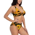 thumbnail image 2 of Kdxio Flower Bush Sunflower Print Women's 2 Piece High Waisted Wrap Spaghetti Strap Summer Swimsuit Bikini Set-X-Large, 2 of 7