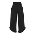 thumbnail image 3 of TRUBKH Cotton Linen Pants for Women Long Lounge Slacks Button Up Wide Leg Long Pant Linen Clothing for Women Wide Leg Linen Pants for Women Summer Button High Waist Lace Up Waist Black S-3XL, 3 of 7