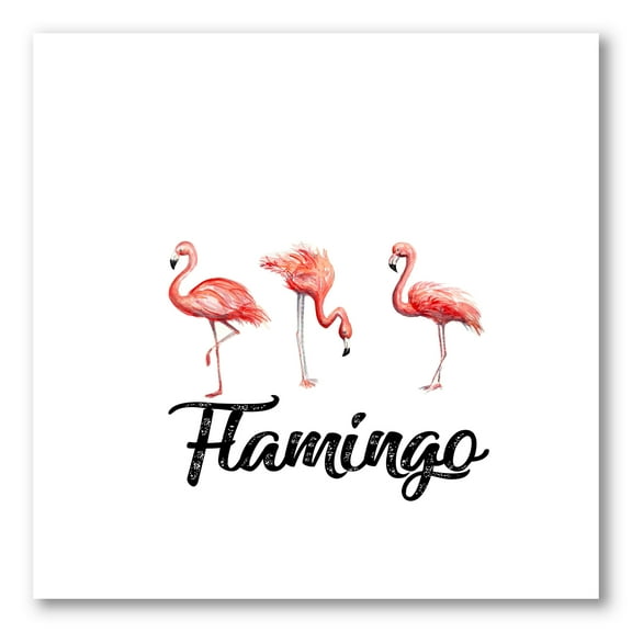 Designart ' Three Flamingos On White ' Farmhouse Canvas Wall Art Print