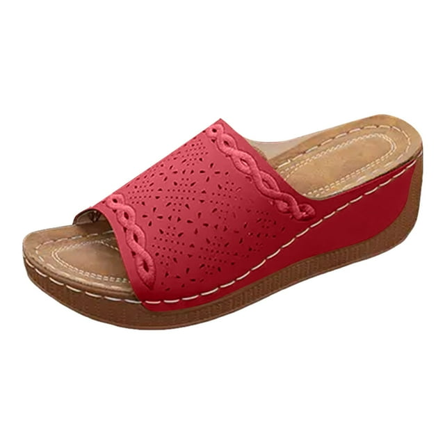 Sandales Orthopédiques Couleur Unie pour Femmes Plateforme Compensée avec Bride Cheville 2025