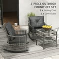 thumbnail image 4 of Outsunny 3 Pieces PE Rattan Rocking Chair Set, Outdoor Rocker Chair, Mixed Grey, 4 of 10