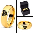 thumbnail image 4 of Tungsten Heart Beat HeartBeat Emoji Line CPR EMT Band Ring 7mm Men Women Comfort Fit 18k Yellow Gold Dome Polished, 4 of 4