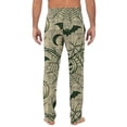 thumbnail image 5 of GrmtClth Soft Drawstring Pocket Men Loungewear Trousers Stretch Halloween Crow Pumpkin Leaf Pajama Pants Elastic Waist Sleep Bottoms Casual Joggers Green 2XL, 5 of 5