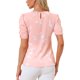 thumbnail image 3 of INSPIRAR CHIC Blusas de Mujer con Fruncidos Cuello Redondo Manga Corta Espalda con Abertura Floral L Rosa Blanco, 3 of 5